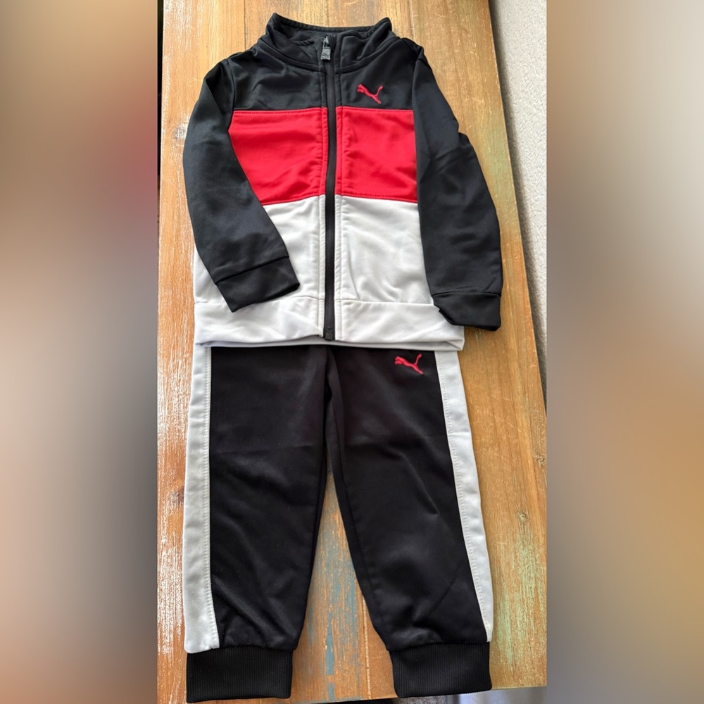 Puma Kids Black and Red Track Jacket & Pants